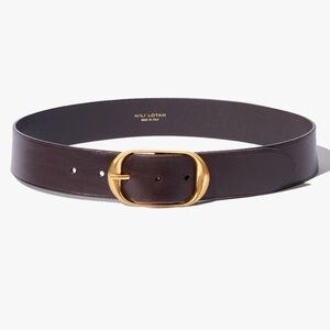Nili Lotan Nili Belt in Dark Brown with Antique Brass Buckle